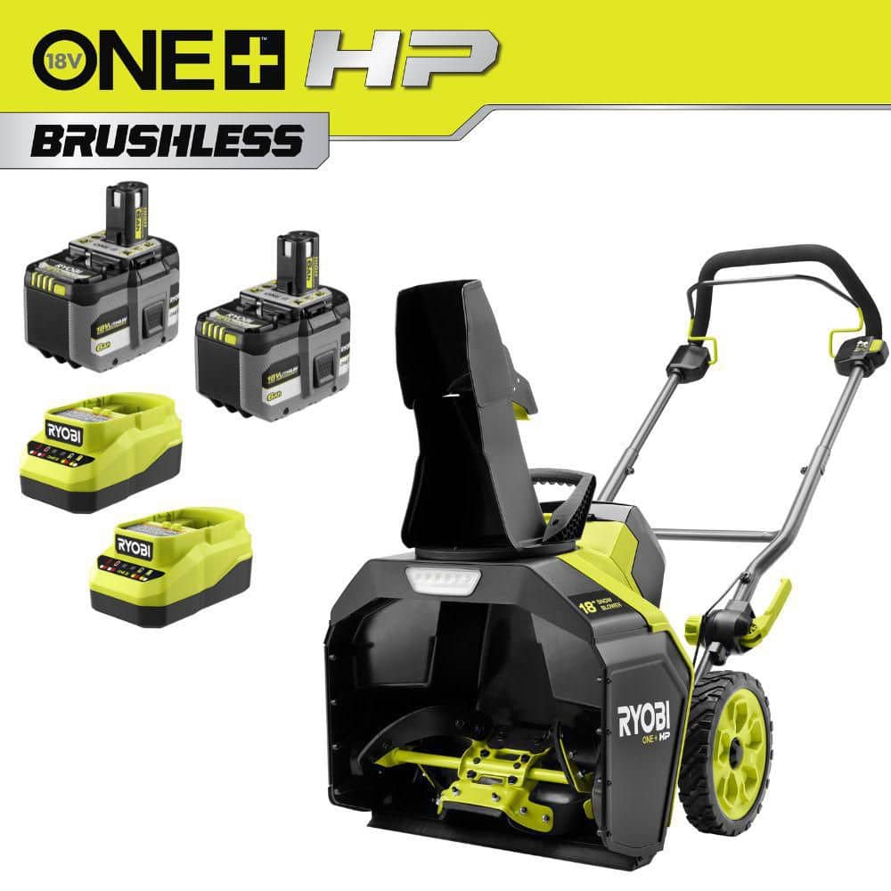 18V HP Brushless 18 in. Single - Stage Cordless Electric Snow Blower with (2) 6.0 Ah Batteries and Chargers - Stu's Home Improvement Outlet