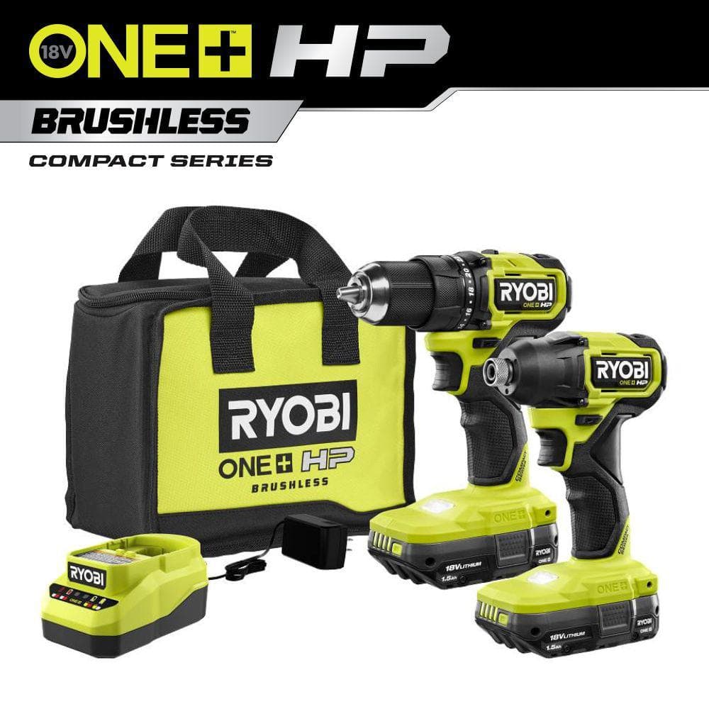 ONE+ HP 18V Brushless Cordless Compact 1/2 in. Drill and Impact Driver Kit with (2) 1.5 Ah Batteries, Charger, and Bag - Stu's Home Improvement Outlet