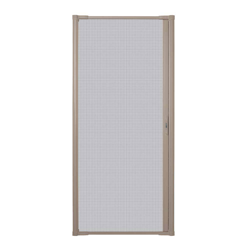 36 in. x 80 in. LuminAire Sandtone Single Universal Aluminum Gliding Retractable Screen Door