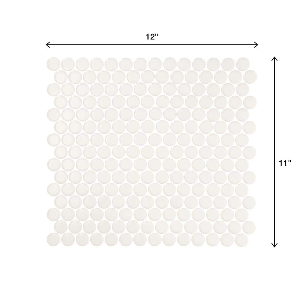Restore Satin White 10 in. x 11 in. Glazed Ceramic Penny Round Mosaic Wall Tile (8.3 sq. ft./Case)