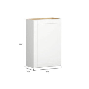 Hampton Bay Shaker 24 in. W x 12 in. D x 36 in. H Assembled Wall Cabinet in Satin White - Stu's Home Improvement Outlet