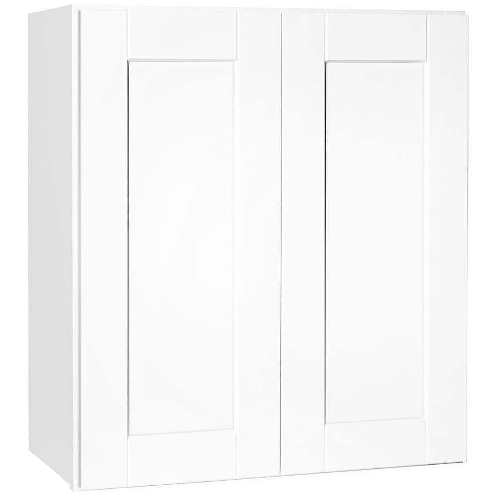 Shaker Satin White Stock Assembled Wall Kitchen Cabinet (27 in. x 30 in. x 12 in.)