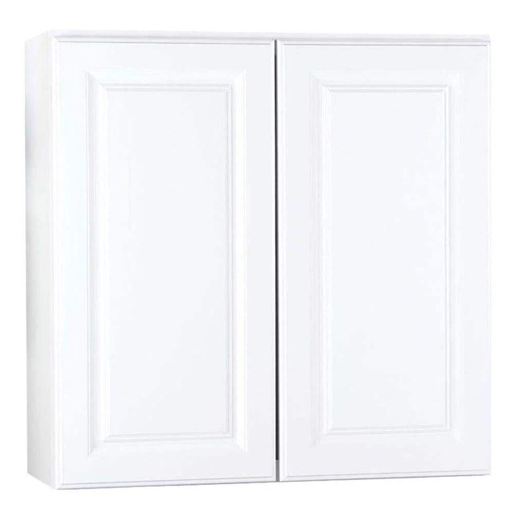 Hampton Bay Hampton 30 in. W x 12 in. D x 30 in. H Assembled Wall Kitchen Cabinet in Satin White