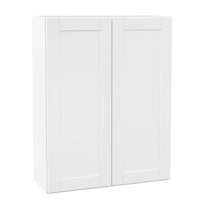 Hampton Bay Shaker 33 in. W x 12 in. D x 42 in. H Assembled Wall Cabinet in Satin White - Stu's Home Improvement Outlet