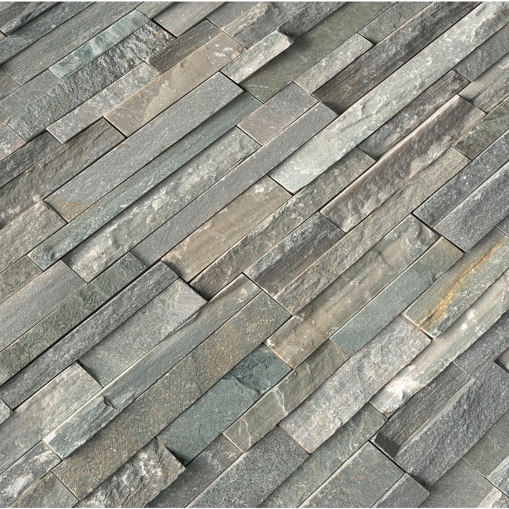 Sierra Blue Ledger Panel 6 in. x 24 in. Splitface Quartzite Wall Tile (4 sq. ft./case)