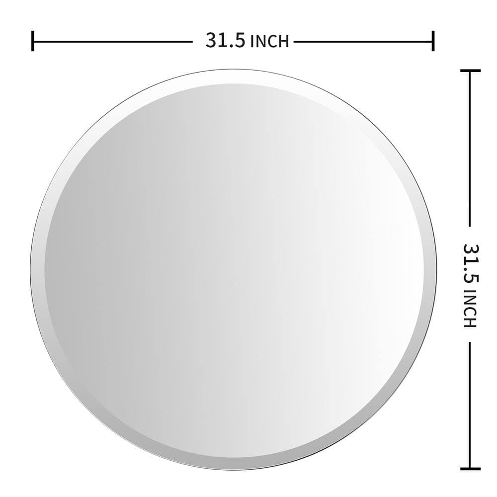 24 in. W x 24 in. H Frameless Round Beveled Edge Single Mirror in Silver