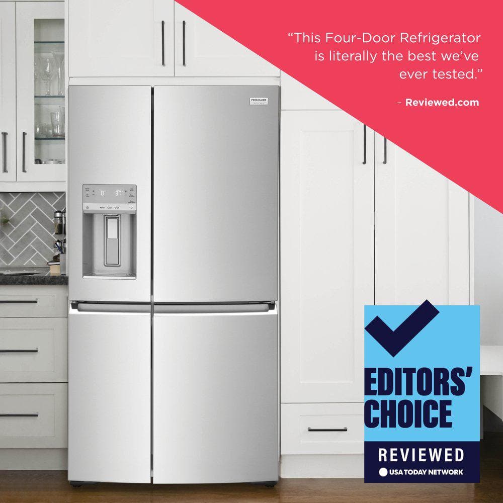 Gallery 36 in. Wide 21.5 cu. ft. Counter-Depth 4-Door Refrigerator in Stainless Steel