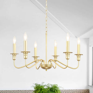 Marquest 6 - Light Spray Gold Dimmable Classic Traditional Rustic Linear Chandelier Candle with tray for Kitchen Island - Stu's Home Improvement Outlet