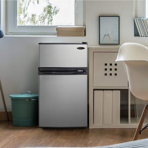 Designer 3.1 cu. ft. Mini Fridge in Stainless Look with Freezer Section (DCR031B1BSLDD) - Stu's Home Improvement Outlet