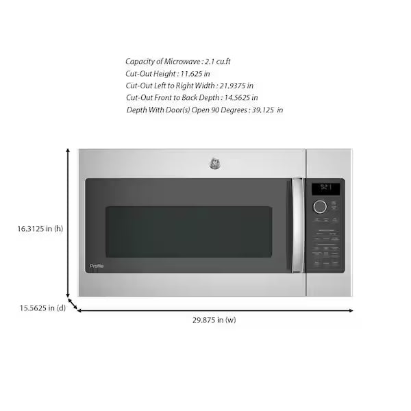 GE PROFILE 2.1 cu ft over the range microwave