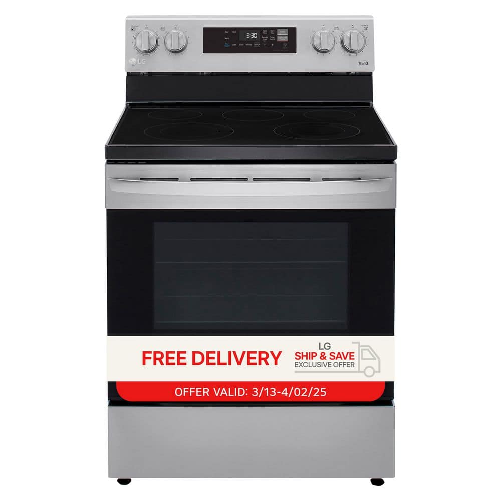 LG 6.3 cu.ft. Single Oven Electric Range with EasyClean, Wi-Fi Enabled in Stainless Steel (LREL6321S)