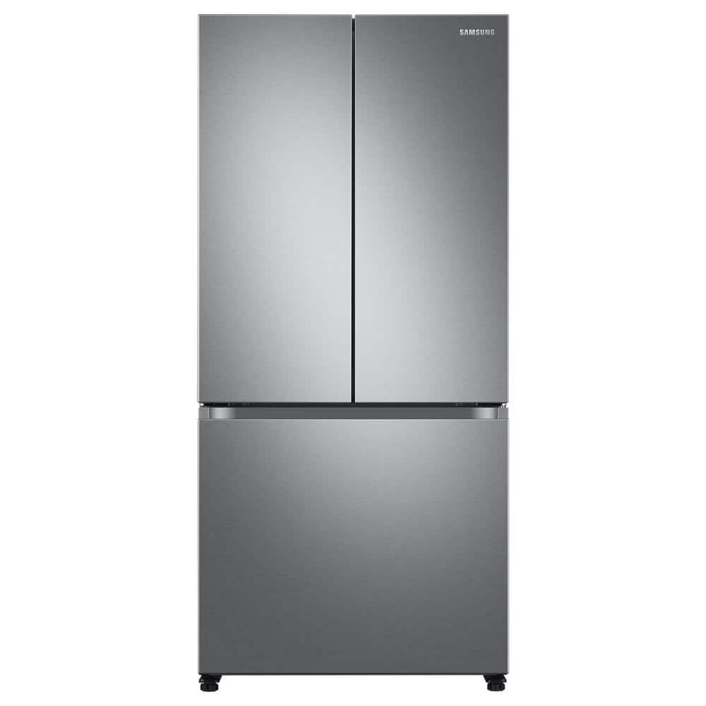 Samsung 33 in. 17.5 cu. ft. Counter Depth French Door Refrigerator in Stainless Steel with Door Alarm, Hidden Hinge (RF18A5101SR)
