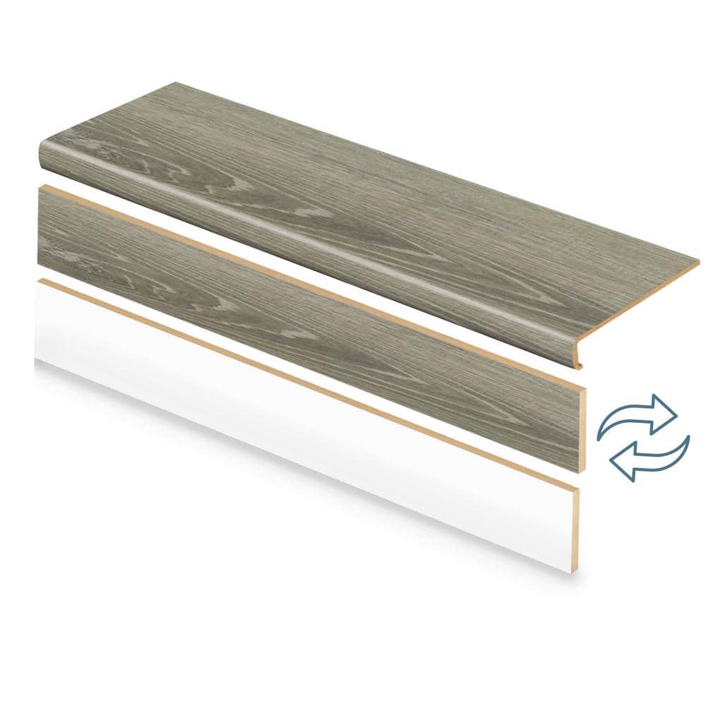 Cap A Tread Sterling Oak 47 in. L x 12.15 in. W x 2.28 in. T Vinyl Stair Tread and Reversible Riser Kit - Stu's Home Improvement Outlet