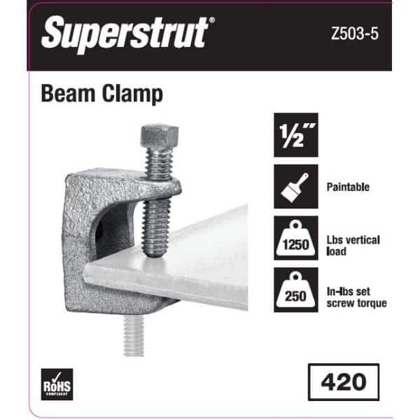 1/2 in. Strut Beam Clamp - Silver (Strut Fitting) (Z503-5)