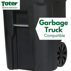48 Gallon Black Rolling Outdoor Garbage/Trash Can with Wheels and Attached Lid - Stu's Home Improvement Outlet