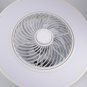 20 in. LED Indoor White Dimmable Modern Cage Bladeless Low Profile Flush Mount Ceiling Fan Light with Remote (2 - Pack) - Stu's Home Improvement Outlet