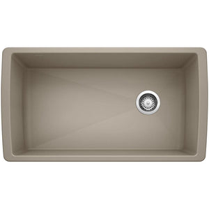 DIAMOND Silgranit Undermount Granite Composite 33.5 in. Single Bowl Kitchen Sink in Truffle - Stu's Home Improvement Outlet