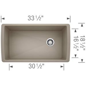 DIAMOND Silgranit Undermount Granite Composite 33.5 in. Single Bowl Kitchen Sink in Truffle - Stu's Home Improvement Outlet
