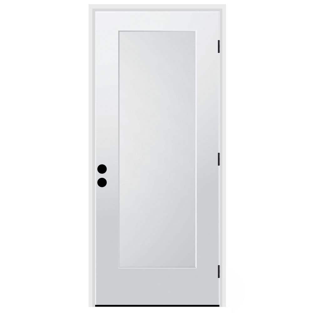 36 in. x 80 in. 1-Panel Right-Hand/Inswing Unfinished Primed White Fiberglass Prehung Front Door w/6-9/16 in. Jamb Size