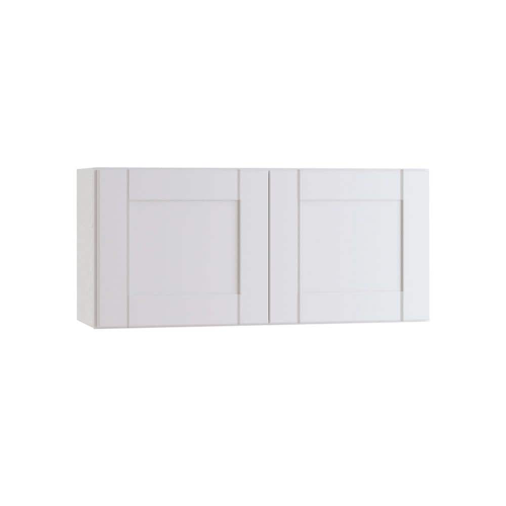 Arlington Vesper White Plywood Shaker Stock Assembled Wall Bridge Kitchen Cabinet Soft Close 36 in W x 12 in D x 12 in H