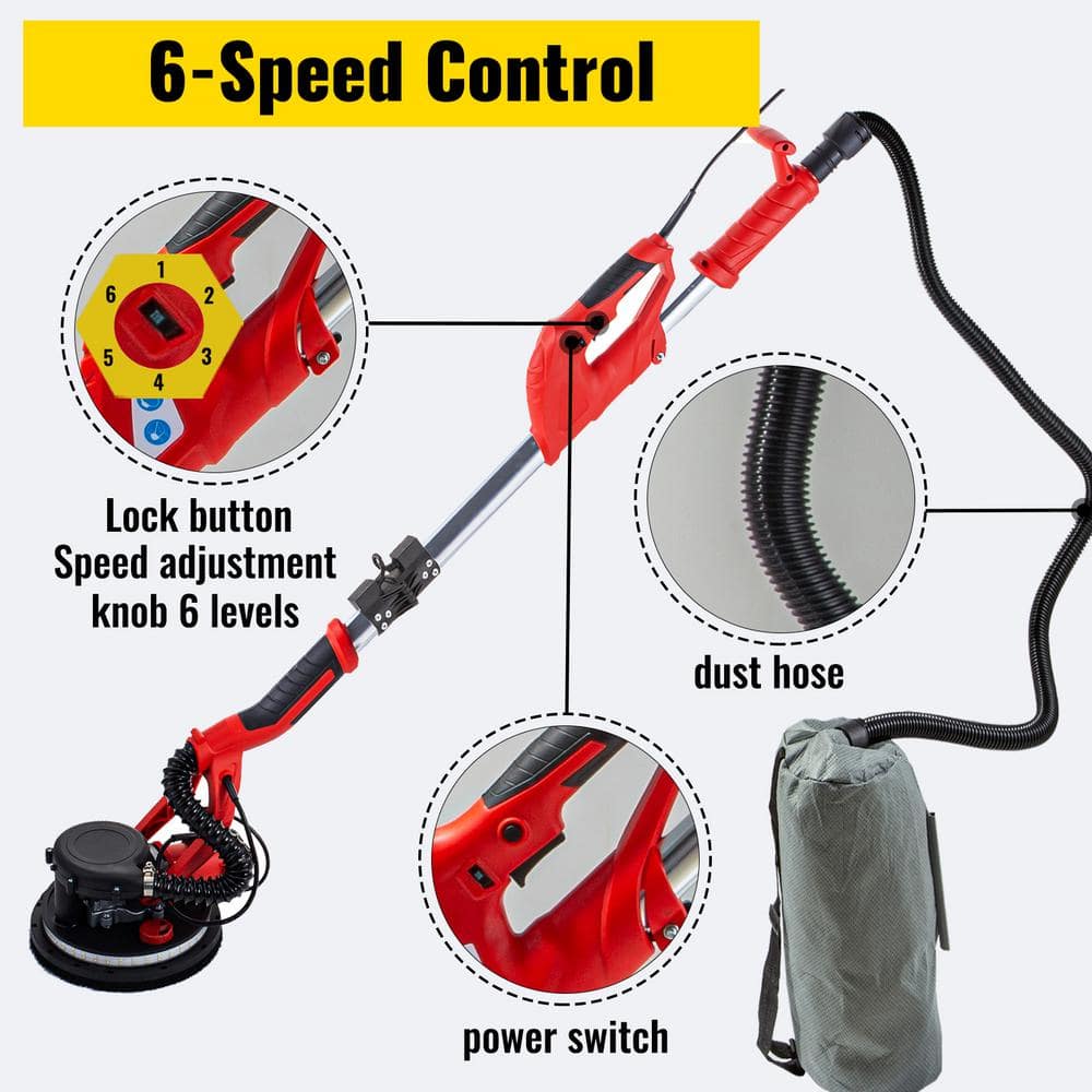 Drywall Sander 850 - Watt Electric Sander Variable Speed 800 - 1750RPM Drywall Sander Foldable Sheetrock Sander - Stu's Home Improvement Outlet