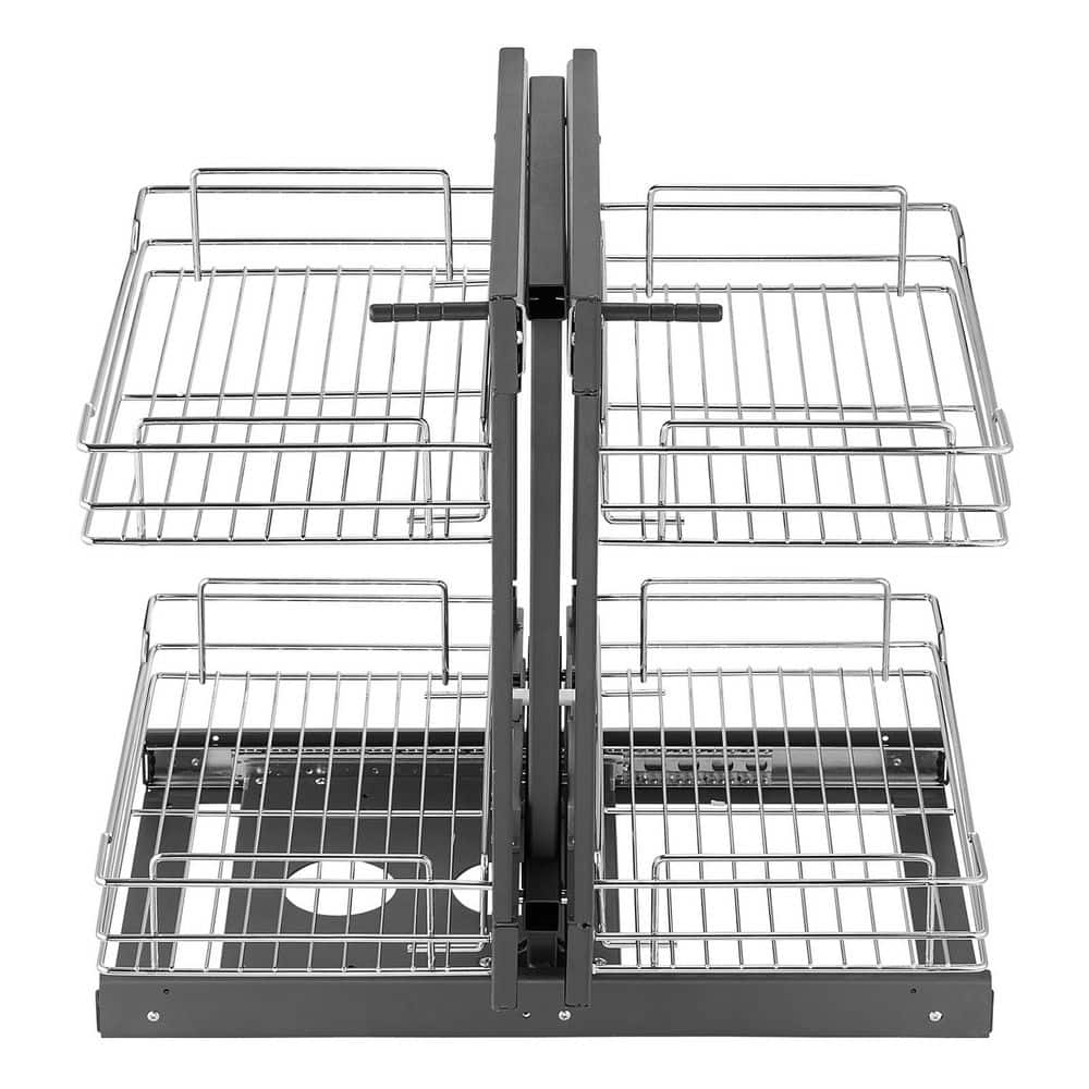 VEVOR Pull Out Blind Corner Cabinet 15 in. Opening Chrome Soft Close 4-Shelf Slide Out Kitchen Cabinet Organizer