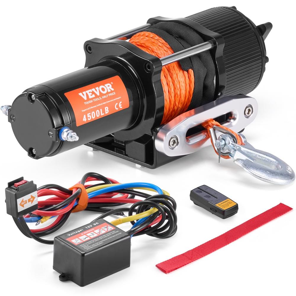 Electric Winch, Universal 4500 lbs. 12V DC ATV/UTV Winch with Φ1/4 in. x 39 ft. 12 Strands Wired Remote Control
