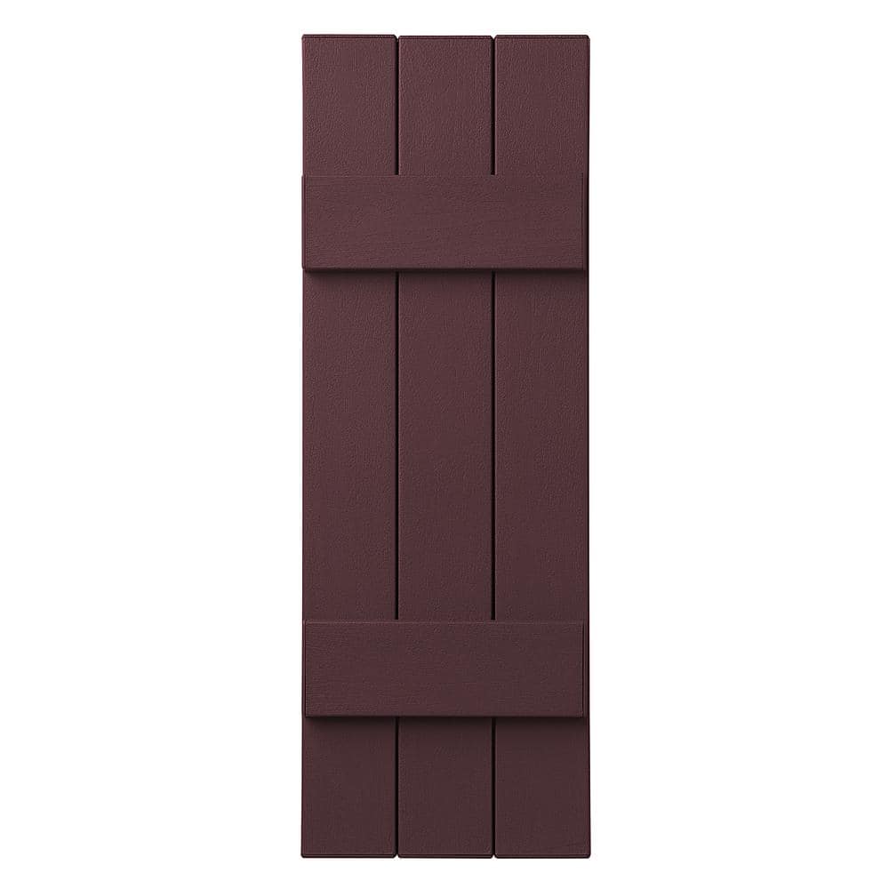 11 in. x 39 in. Polypropylene Plastic 3-Board Closed Board and Batten Shutters Pair in Vineyard Red