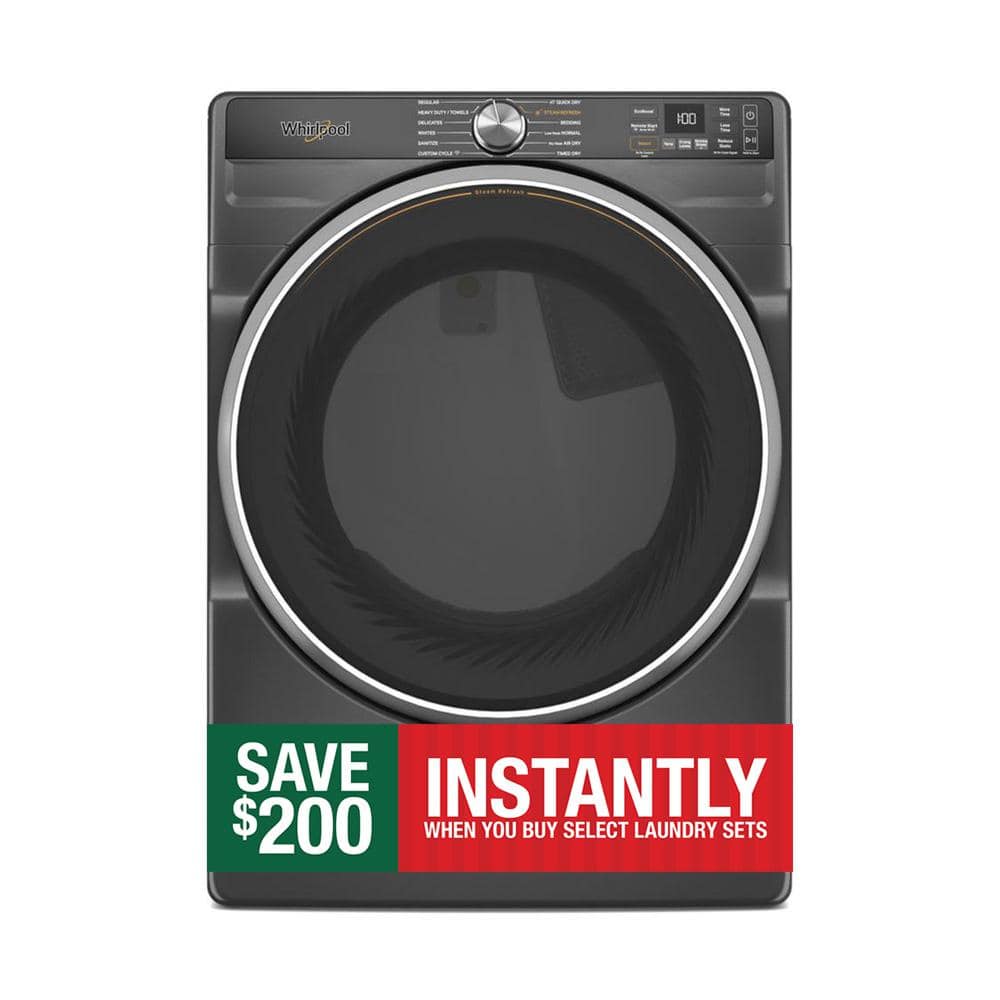 Whirlpool 7.4 Cu. Ft. vented Front Load Electric Dryer in Volcano Black with Steam Capabilities (WED6720RU)