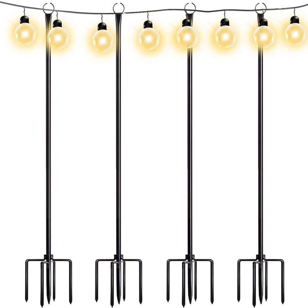9.4 ft. Outdoor String Light Poles for Patio, Garden, Yard Flagpole 4 Pack