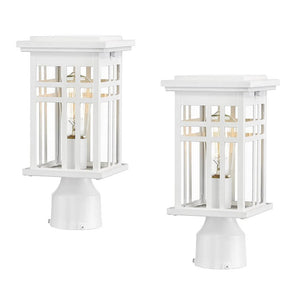 1 - Light White Aluminum Hardwired Outdoor Weather Resistant Post Light Set with No Bulbs Included (2 - Pack) - Stu's Home Improvement Outlet