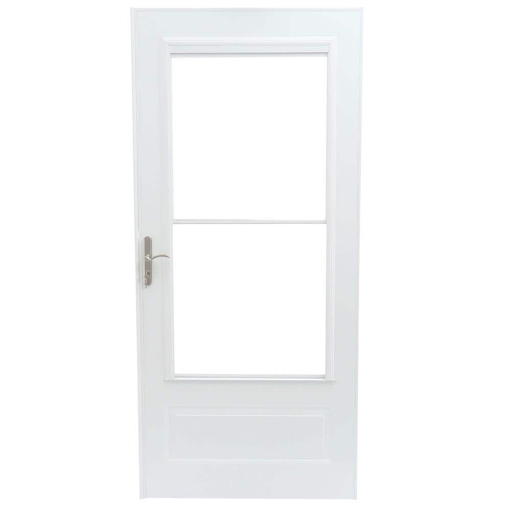 Andersen 400 Series 36 in. x 80 in. White Universal 3/4 Light Retractable Aluminum Storm Door with Nickel Hardware