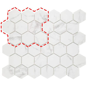 Carrara White 6 in. x 6 in. Hexagon Recycled Glass Marble Looks Floor and Wall Mosaic Tile (0.25 sq. ft./Case) - Stu's Home Improvement Outlet
