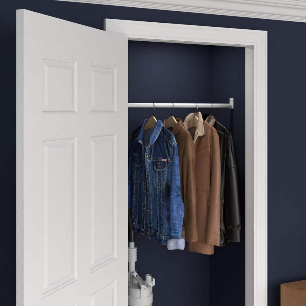 30 in. to 48 in. White Steel Adjustable Hanging Closet Rod with Fixed Flange