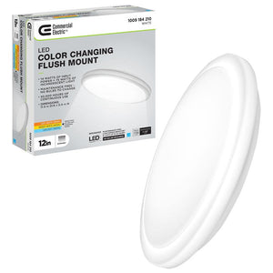 Commercial Electric 12 in. Low Profile LED Flush Mount Round Closet Light Fixture 1100 Lumens 3000K 4000K 5000K Dimmable Hallway Stairwell - Stu's Home Improvement Outlet