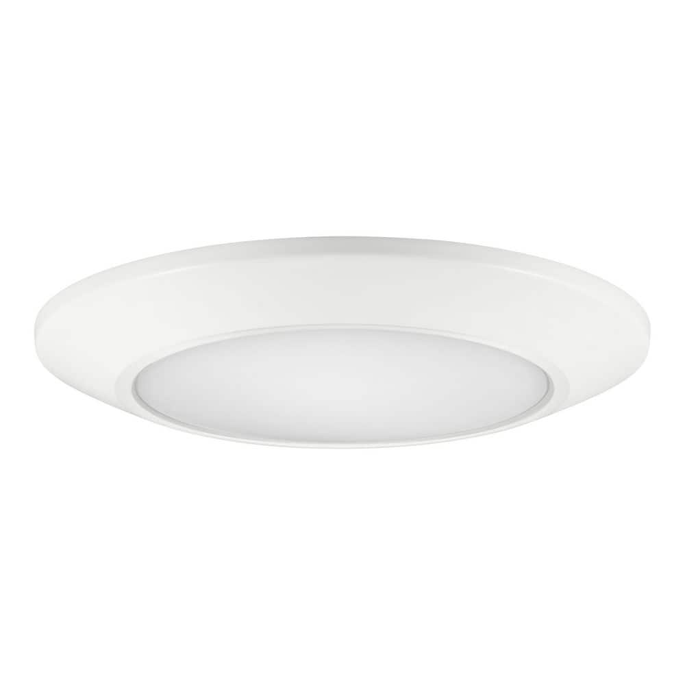 6 in. White Disk Light LED Flush Mount Light Fixture 600 - 900 - 1100 Lumens 2700K - 5000K Dimmable J - Box Compatible - Stu's Home Improvement Outlet