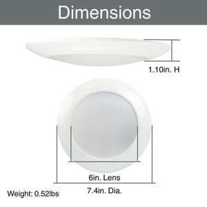 6 in. White Disk Light LED Flush Mount Light Fixture 600 - 900 - 1100 Lumens 2700K - 5000K Dimmable J - Box Compatible (6 - Pack) - Stu's Home Improvement Outlet