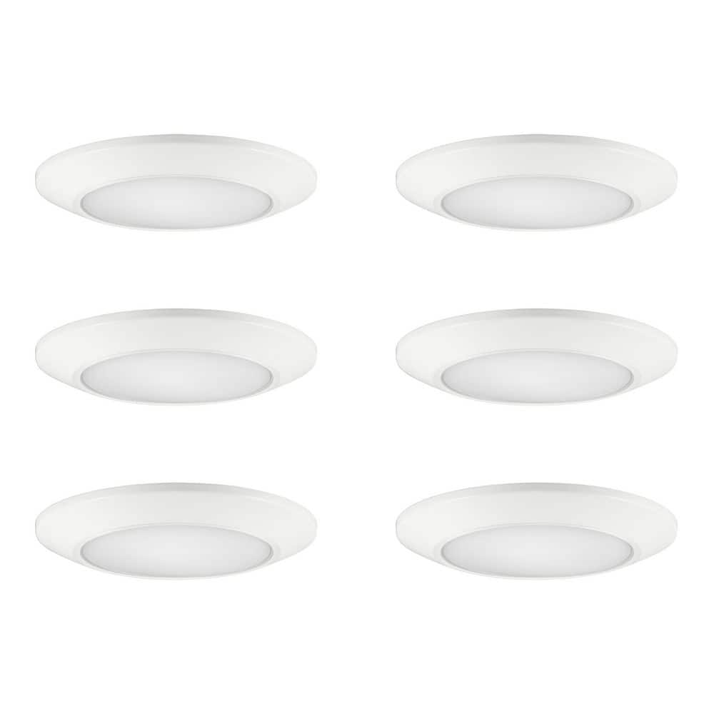 6 in. White Disk Light LED Flush Mount Light Fixture 600 - 900 - 1100 Lumens 2700K - 5000K Dimmable J - Box Compatible (6 - Pack) - Stu's Home Improvement Outlet