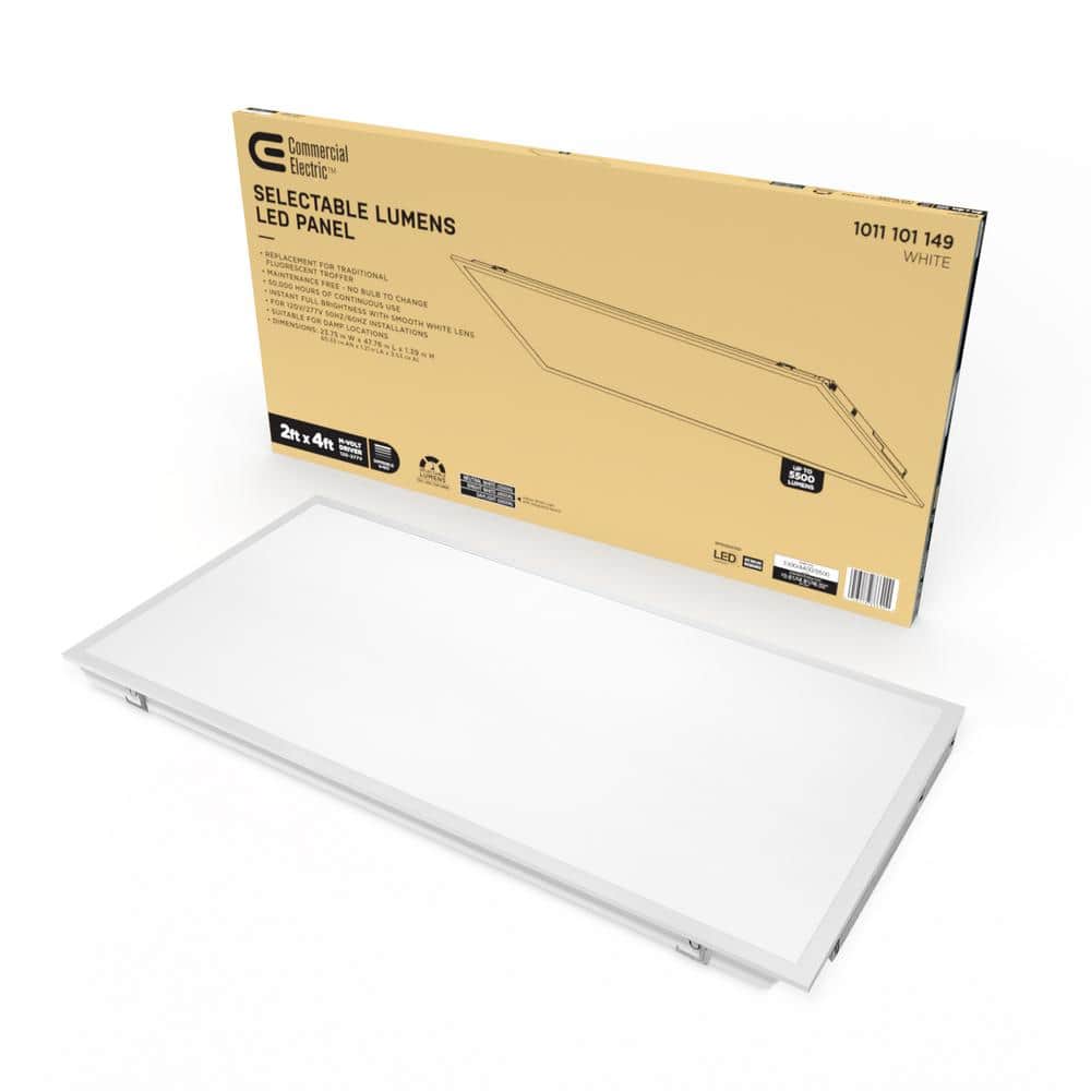 2 ft. x 4 ft. 500 Watt Equivalent Integrated LED White Troffer Light 3 CCT with up to 5500 Lumen Select