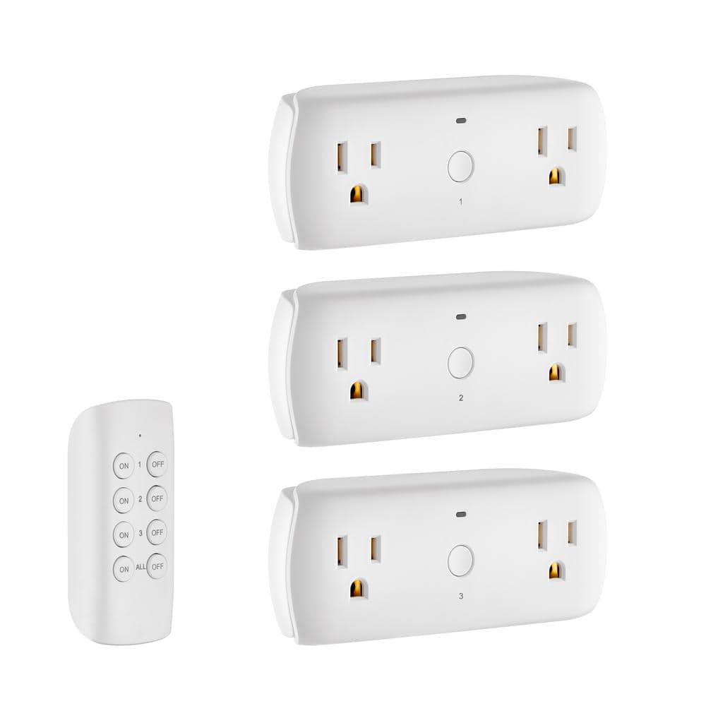 Wireless Indoor Remote Control AC/DC Adapter, White(3-Pack)