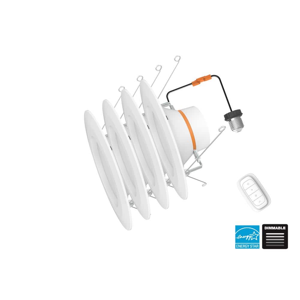 5/6 in. Integrated LED White Canless Recessed Light Trim with Adjustable Color Temperature and Remote Control, (4 - Pack) - Stu's Home Improvement Outlet
