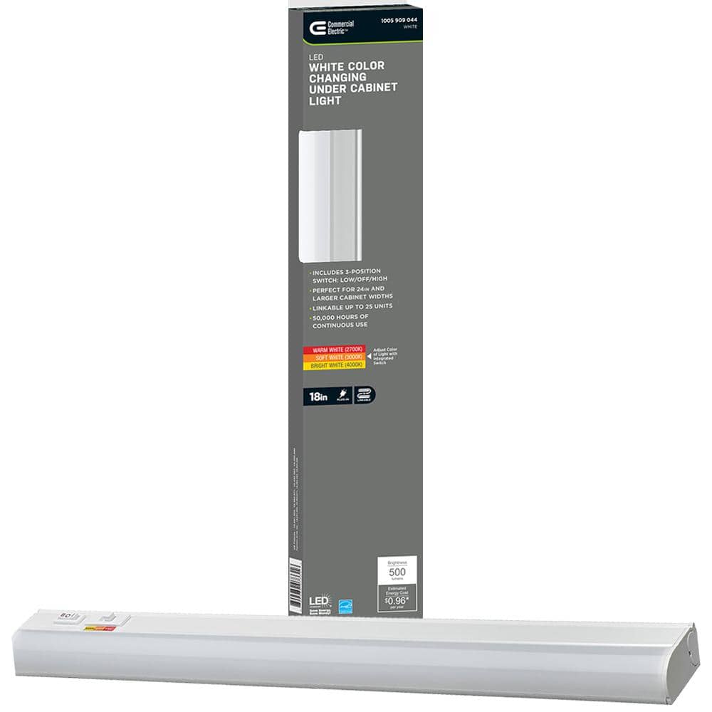 18 in. 8 - Watt Plug - in Color Changing LED Under Cabinet Light 3 - Position Switch Linkable 500 Lumens Cords Included - Stu's Home Improvement Outlet