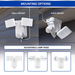 Defiant 180 - Degree White Motion Activated Solar Outdoor 2 - Head Dusk - to - Dawn LED Security Flood Light 1400 Lumens - Stu's Home Improvement Outlet
