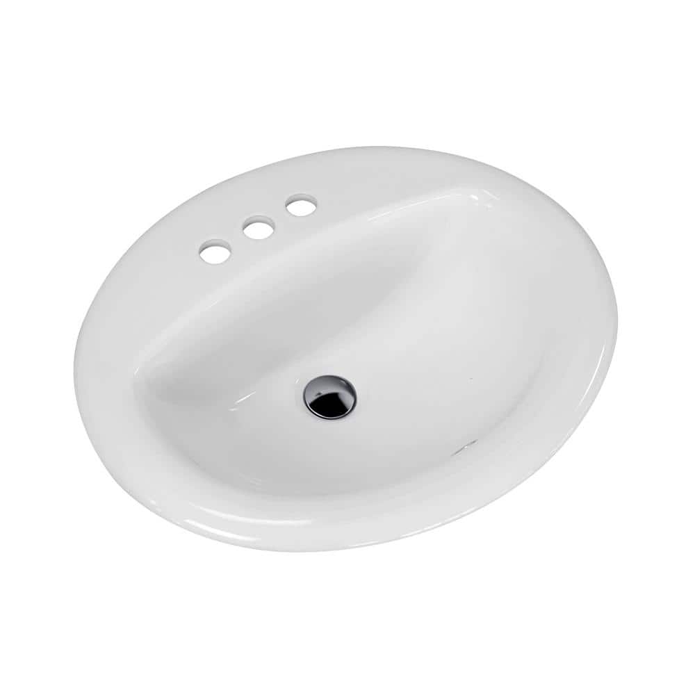Oakland 20 in. Drop-in Vitreous China Bathroom Sink in White with Overflow and 4 in. Centerset Faucet Holes