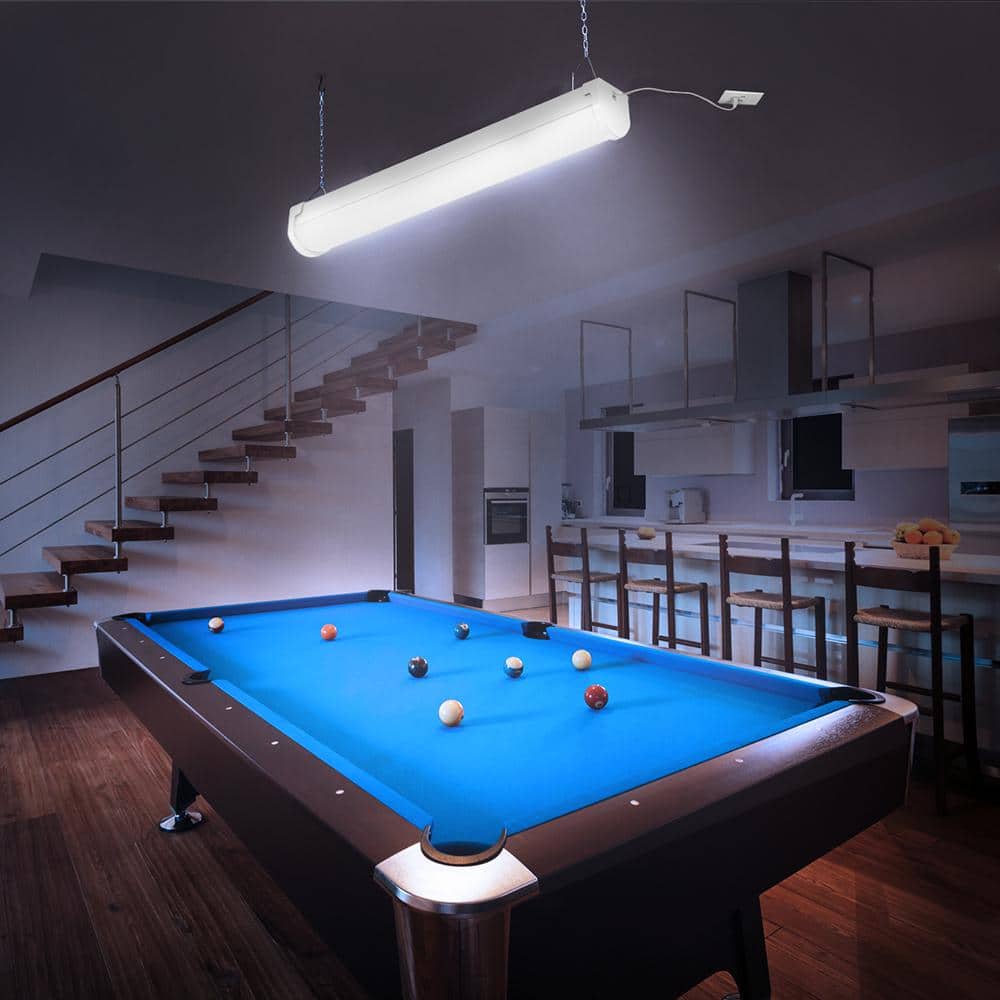 4 ft. 64-Watt Equivalent Direct Wire or Plug-in Integrated LED White Motion Wrap Utility Shop Light with Remote