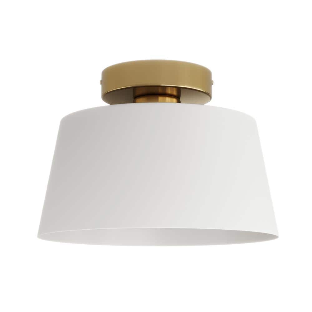 9.84 in. 1-Light White Farmhouse Semi-Flush Mount Industrial Close to Ceiling Lighting