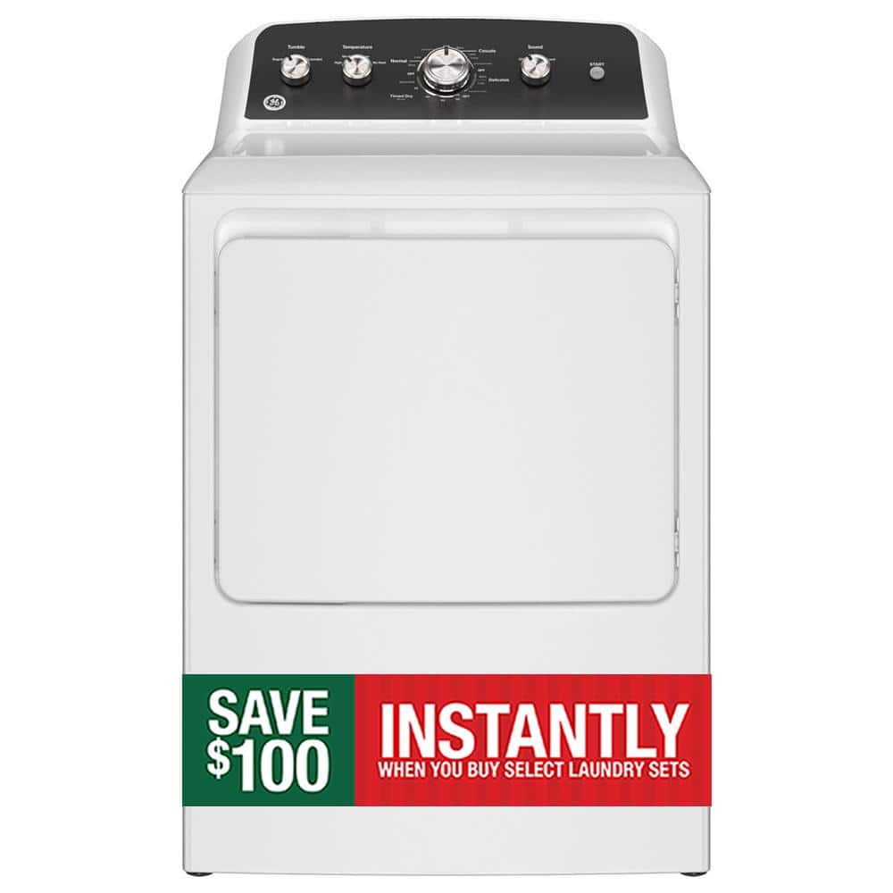 GE 7.2 cu. ft. vented Electric Dryer in White with Auto Dry and Extended Tumble (GTD48EASWWB)