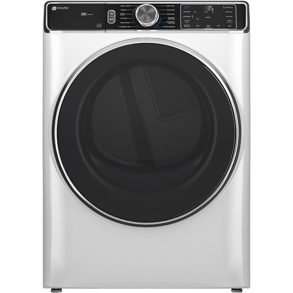 GE Profile 7.8 cu. ft. vented Electric Dryer in White with Steam and Sanitize Cycle, ENERGY STAR (PFD87ESSVWW)