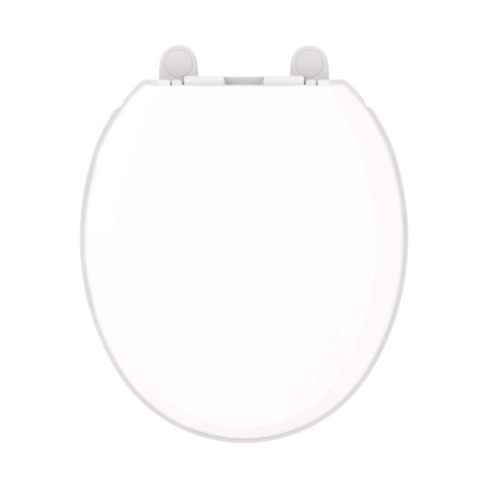 Round Soft Close Toilet Seat in White, Heavy-Duty Fade-Resistant Plastic