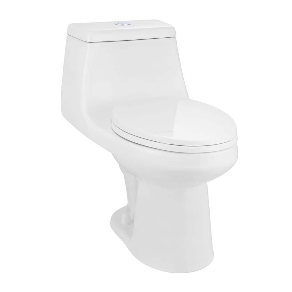 Glacier Bay McClure 12 in. Rough in 1-Piece 1.0 GPF/1.28 GPF Dual Flush Elongated Toilet in White, Seat Included